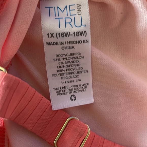 Coral Tankini Top with removable straps - Picture 3 of 3